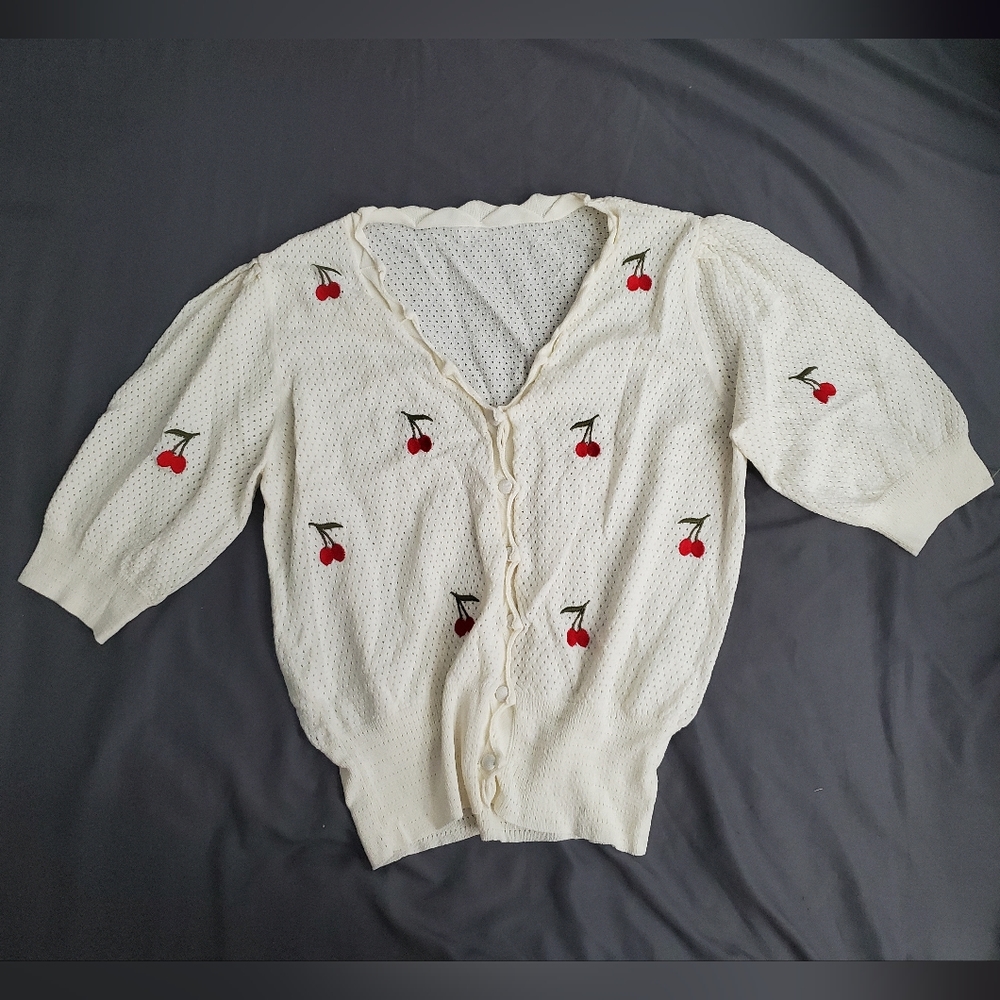 Vintage Cherry embroidered cardigan